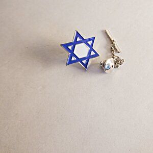 Jewish Star Blue and White Pin